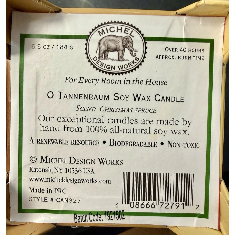 Michel Design Works O Tannenbaum Boxed Soy Wax Candle 6.5 oz Christmas New